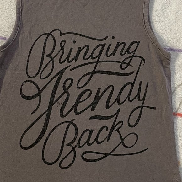 Gray Bringing Trendy Back Tank Top Shirt Girls sz M 7 / 8 - Picture 2 of 3